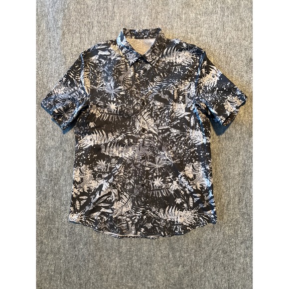 Lululemon Other - Lululemon Mens Short Sleeve Button Down Shirt Black White Tropical Fern Print L